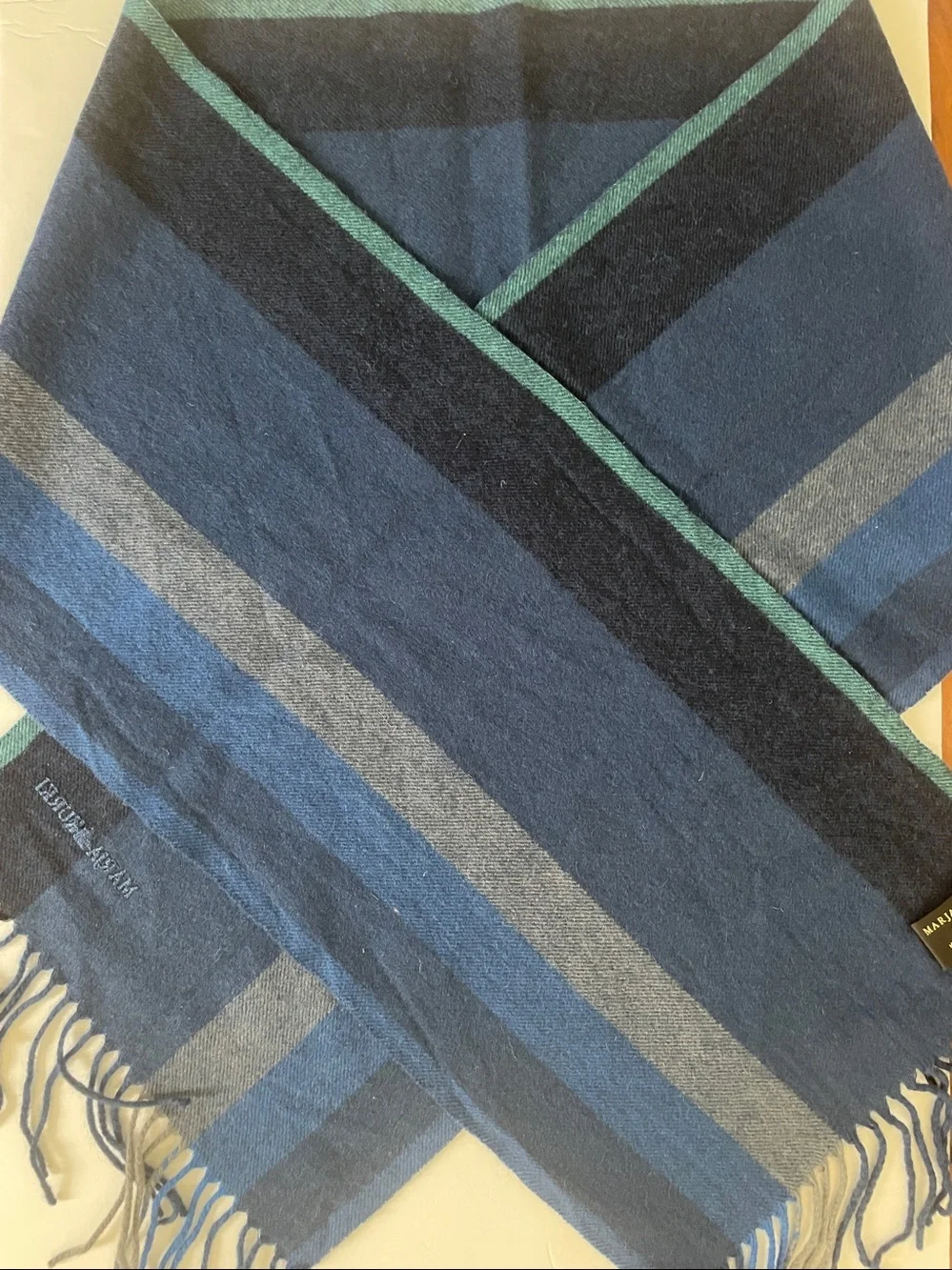 Marja Kurki- Pure Fine Wool Scarf Shawl Wrap ( 76x12) Blues New!